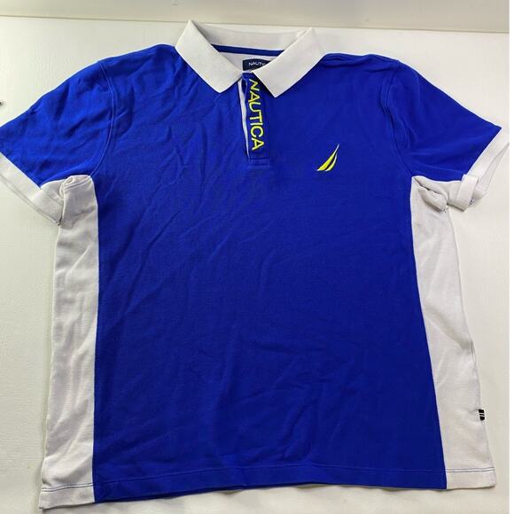 Nice Nautica Men's Classic Fit Deck Polo Shirt Blue/White Size XL - Picture 1 of 5